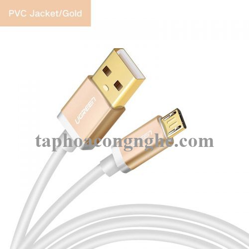 Ugreen 30659 0.5M màu Vàng Cáp sạc truyền dữ liệu USB 2.0 sang MICRO USB đầu mạ vàng US134 30030659